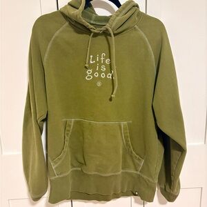 Life Is Good Olive Green Fleece Hoodie Women’s Medium